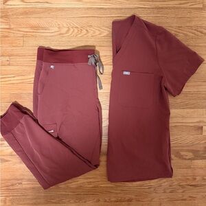 FIGS Dark Cherry Scrub Set